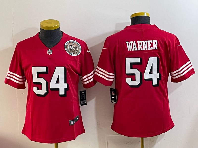 Youth 2025 San Francisco 49ers #54 Warner Red Nike Limited NFL Jersey style 002